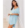 Ekouaer Women V Neck Button Down Nightgown(Light Blue)