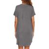 Ekouaer Women V Neck Button Down Nightgown(Medium Grey)