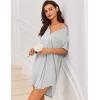 Ekouaer Women V Neck Button Down Nightgown(Pattern1_striped)