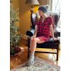 Ekouaer Women V Neck Button Down Nightgown(Pattern3_plaid)