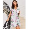 Ekouaer Women V Neck Button Down Nightgown(Pink Flower)