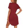 Ekouaer Women V Neck Button Down Nightgown(Red)