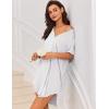 Ekouaer Women V Neck Button Down Nightgown(White)