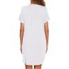 Ekouaer Women V Neck Button Down Nightgown(White)