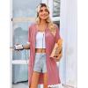 Ekouaer Women Zip Up Robe Lightweight Housecoats with Pockets Knee Length Short Bathrobes Soft Nightgown S-3XL(Gray Purple)