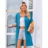Ekouaer Women Zip Up Robe Lightweight Housecoats with Pockets Knee Length Short Bathrobes Soft Nightgown S-3XL(Lake Blue)