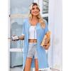 Ekouaer Women Zip Up Robe Lightweight Housecoats with Pockets Knee Length Short Bathrobes Soft Nightgown S-3XL(Light Blue)