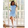 Ekouaer Women Zip Up Robe Lightweight Housecoats with Pockets Knee Length Short Bathrobes Soft Nightgown S-3XL(Light Blue)