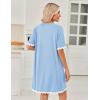 Ekouaer Women Zip Up Robe Lightweight Housecoats with Pockets Knee Length Short Bathrobes Soft Nightgown S-3XL(Light Blue)