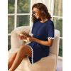 Ekouaer Women Zip Up Robe Lightweight Housecoats with Pockets Knee Length Short Bathrobes Soft Nightgown S-3XL(Navy Blue)