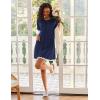 Ekouaer Women Zip Up Robe Lightweight Housecoats with Pockets Knee Length Short Bathrobes Soft Nightgown S-3XL(Navy Blue)