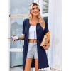 Ekouaer Women Zip Up Robe Lightweight Housecoats with Pockets Knee Length Short Bathrobes Soft Nightgown S-3XL(Navy Blue)