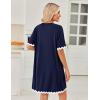 Ekouaer Women Zip Up Robe Lightweight Housecoats with Pockets Knee Length Short Bathrobes Soft Nightgown S-3XL(Navy Blue)