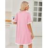 Ekouaer Women Zip Up Robe Lightweight Housecoats with Pockets Knee Length Short Bathrobes Soft Nightgown S-3XL(Pink)