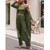Ekouaer Women’s 3 Piece Lounge Set Pajama Long Sleeve Cardigan Sleeveless Top Pants Sweatsuit S-XXL(Army Green)