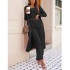Ekouaer Women’s 3 Piece Lounge Set Pajama Long Sleeve Cardigan Sleeveless Top Pants Sweatsuit S-XXL(Black)