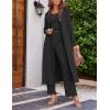 Ekouaer Women’s 3 Piece Lounge Set Pajama Long Sleeve Cardigan Sleeveless Top Pants Sweatsuit S-XXL(Black)