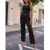 Ekouaer Women’s 3 Piece Lounge Set Pajama Long Sleeve Cardigan Sleeveless Top Pants Sweatsuit S-XXL(Black)