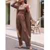 Ekouaer Women’s 3 Piece Lounge Set Pajama Long Sleeve Cardigan Sleeveless Top Pants Sweatsuit S-XXL(Brown)