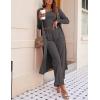 Ekouaer Women’s 3 Piece Lounge Set Pajama Long Sleeve Cardigan Sleeveless Top Pants Sweatsuit S-XXL(Charcoal Grey)