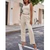 Ekouaer Women’s 3 Piece Lounge Set Pajama Long Sleeve Cardigan Sleeveless Top Pants Sweatsuit S-XXL(Cream)