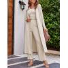 Ekouaer Women’s 3 Piece Lounge Set Pajama Long Sleeve Cardigan Sleeveless Top Pants Sweatsuit S-XXL(Cream)