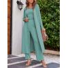 Ekouaer Women’s 3 Piece Lounge Set Pajama Long Sleeve Cardigan Sleeveless Top Pants Sweatsuit S-XXL(Green)