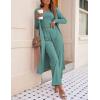 Ekouaer Women’s 3 Piece Lounge Set Pajama Long Sleeve Cardigan Sleeveless Top Pants Sweatsuit S-XXL(Green)
