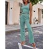 Ekouaer Women’s 3 Piece Lounge Set Pajama Long Sleeve Cardigan Sleeveless Top Pants Sweatsuit S-XXL(Green)