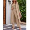 Ekouaer Women’s 3 Piece Lounge Set Pajama Long Sleeve Cardigan Sleeveless Top Pants Sweatsuit S-XXL(Khaki)