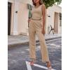 Ekouaer Women’s 3 Piece Lounge Set Pajama Long Sleeve Cardigan Sleeveless Top Pants Sweatsuit S-XXL(Khaki)