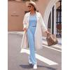 Ekouaer Women’s 3 Piece Lounge Set Pajama Long Sleeve Cardigan Sleeveless Top Pants Sweatsuit S-XXL(Light Blue)