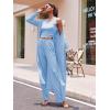 Ekouaer Women’s 3 Piece Lounge Set Pajama Long Sleeve Cardigan Sleeveless Top Pants Sweatsuit S-XXL(Light Blue)
