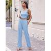 Ekouaer Women’s 3 Piece Lounge Set Pajama Long Sleeve Cardigan Sleeveless Top Pants Sweatsuit S-XXL(Light Blue)