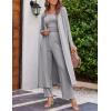 Ekouaer Women’s 3 Piece Lounge Set Pajama Long Sleeve Cardigan Sleeveless Top Pants Sweatsuit S-XXL(Light Gray)