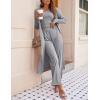 Ekouaer Women’s 3 Piece Lounge Set Pajama Long Sleeve Cardigan Sleeveless Top Pants Sweatsuit S-XXL(Light Gray)