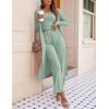 Ekouaer Women’s 3 Piece Lounge Set Pajama Long Sleeve Cardigan Sleeveless Top Pants Sweatsuit S-XXL(Light Green)