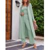 Ekouaer Women’s 3 Piece Lounge Set Pajama Long Sleeve Cardigan Sleeveless Top Pants Sweatsuit S-XXL(Light Green)