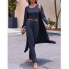 Ekouaer Women’s 3 Piece Lounge Set Pajama Long Sleeve Cardigan Sleeveless Top Pants Sweatsuit S-XXL(Navy)