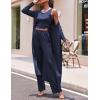 Ekouaer Women’s 3 Piece Lounge Set Pajama Long Sleeve Cardigan Sleeveless Top Pants Sweatsuit S-XXL(Navy)