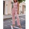 Ekouaer Women’s 3 Piece Lounge Set Pajama Long Sleeve Cardigan Sleeveless Top Pants Sweatsuit S-XXL(Pink)