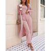 Ekouaer Women’s 3 Piece Lounge Set Pajama Long Sleeve Cardigan Sleeveless Top Pants Sweatsuit S-XXL(Pink)