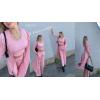 Ekouaer Women’s 3 Piece Lounge Set Pajama Long Sleeve Cardigan Sleeveless Top Pants Sweatsuit S-XXL(Pink)