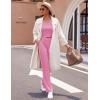 Ekouaer Women’s 3 Piece Lounge Set Pajama Long Sleeve Cardigan Sleeveless Top Pants Sweatsuit S-XXL(Rose Pink)