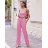 Ekouaer Women’s 3 Piece Lounge Set Pajama Long Sleeve Cardigan Sleeveless Top Pants Sweatsuit S-XXL(Rose Pink)