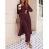 Ekouaer Women’s 3 Piece Lounge Set Pajama Long Sleeve Cardigan Sleeveless Top Pants Sweatsuit S-XXL(Wine)