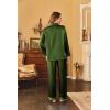 Ekouaer Women’s Classic Button Down Long Satin Silk Pajama Set(Army Green)