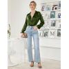 Ekouaer Women’s Classic Button Down Long Satin Silk Pajama Set(Army Green)