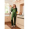 Ekouaer Women’s Classic Button Down Long Satin Silk Pajama Set(Army Green)