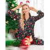 Ekouaer Women’s Classic Button Down Long Satin Silk Pajama Set(Black Chirstmas Pattern)